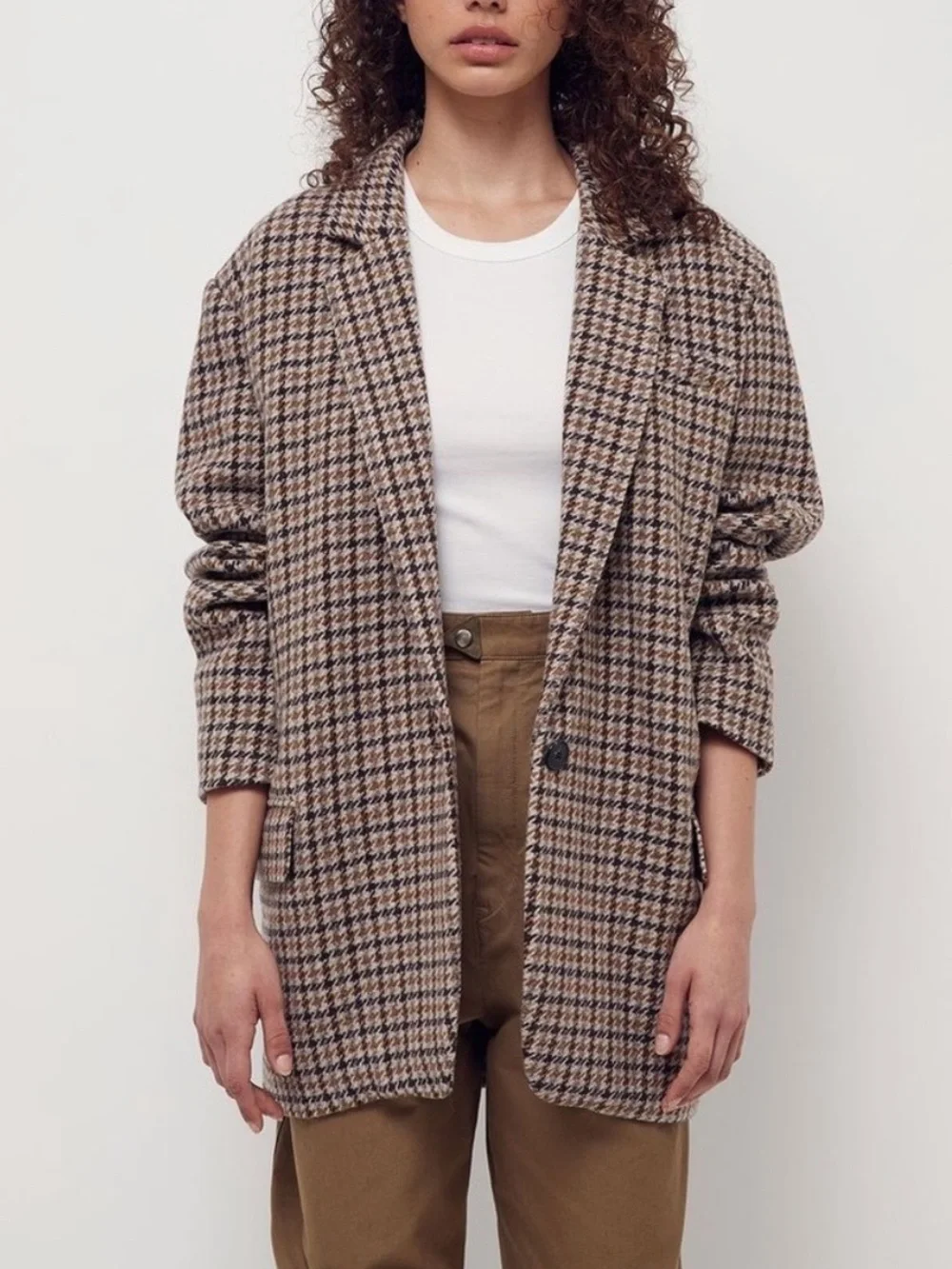 Isabel Marant Étoile Kaito Single-Breasted Houndstooth Wool Blazer Jacket Size 4